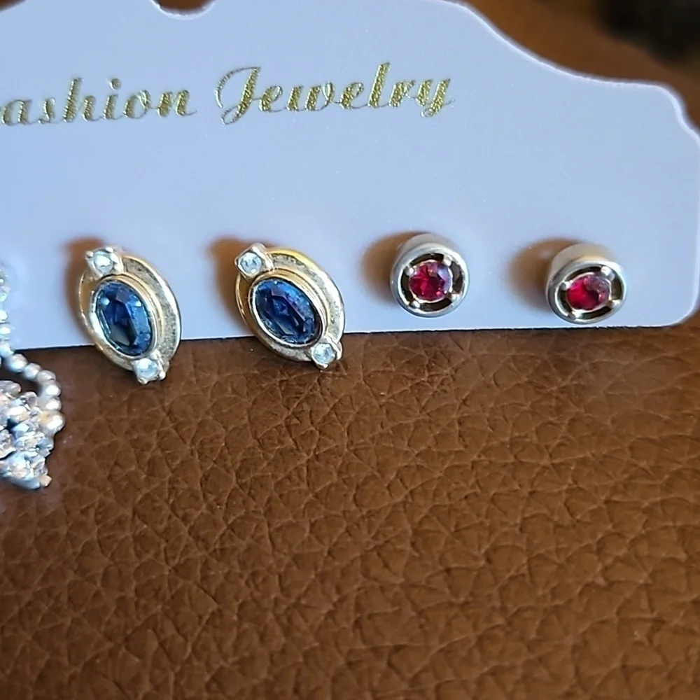 Vintage Set of Three Edwardian Style Crystal Flapper Earrings